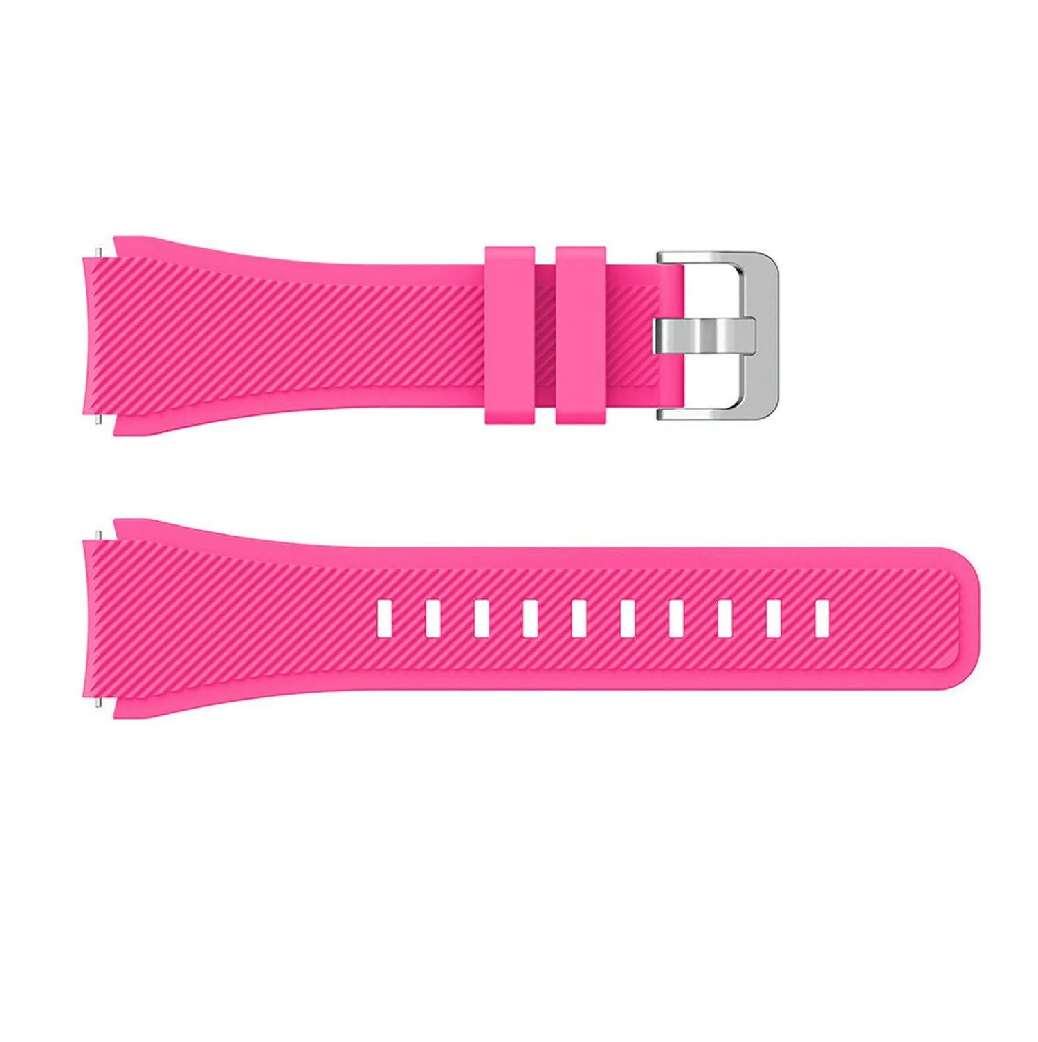 Twill Silicone Strap, bright pink, laid flat, separate parts, direct top view