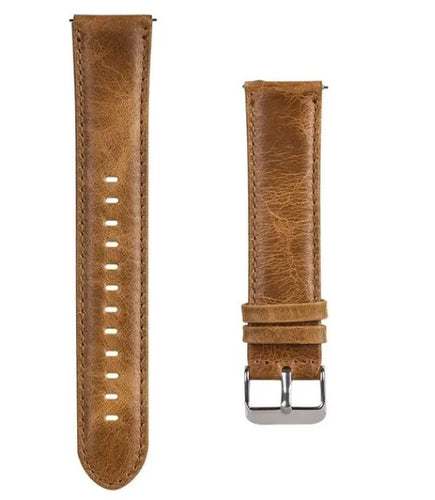 Leather Strap, brown, laid flat, separate parts, direct top view