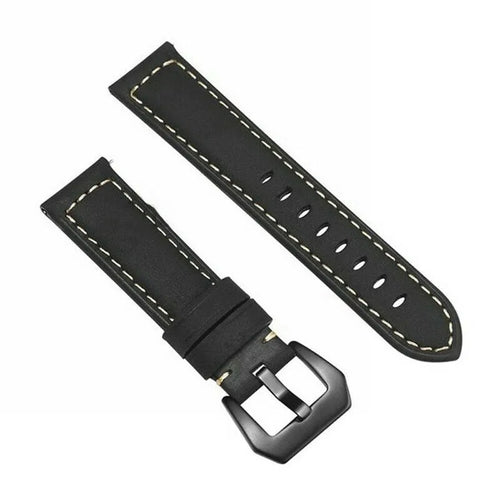 Leather Strap, black, laid flat, separate parts, direct top view