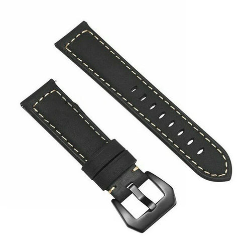 Leather Strap, black, laid flat, separate parts, direct top view