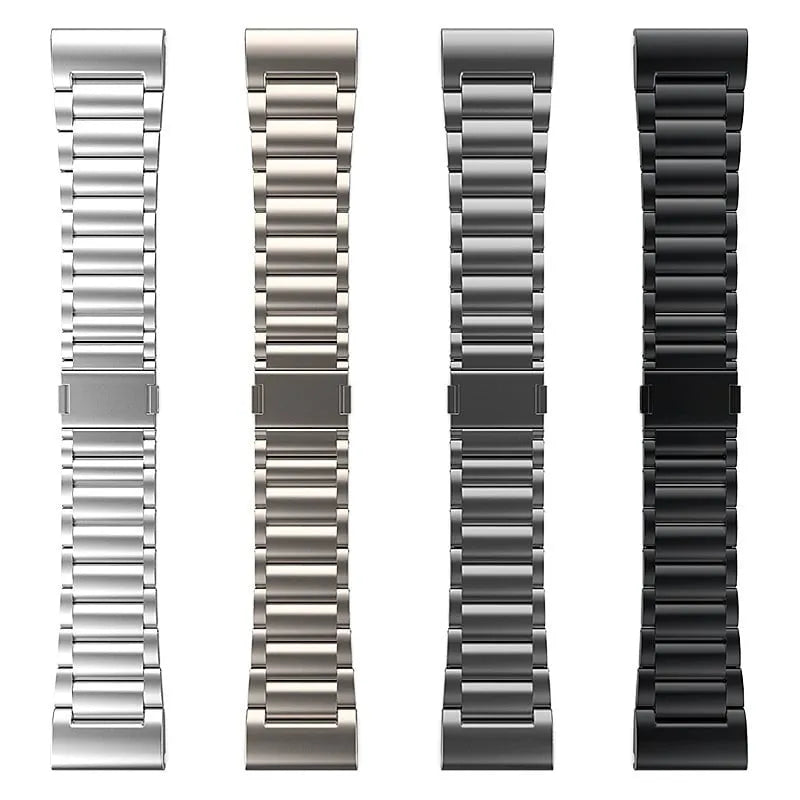 Magnetic Titanium Strap, silver, laid flat, separate parts, direct top view