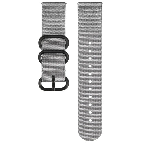 Nylon Buckle Strap, grey, laid flat, separate parts, direct top view