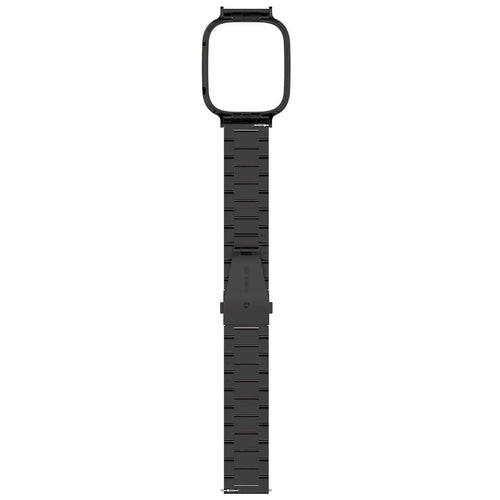 Steel Strap, black, laid flat, separate parts, direct top view