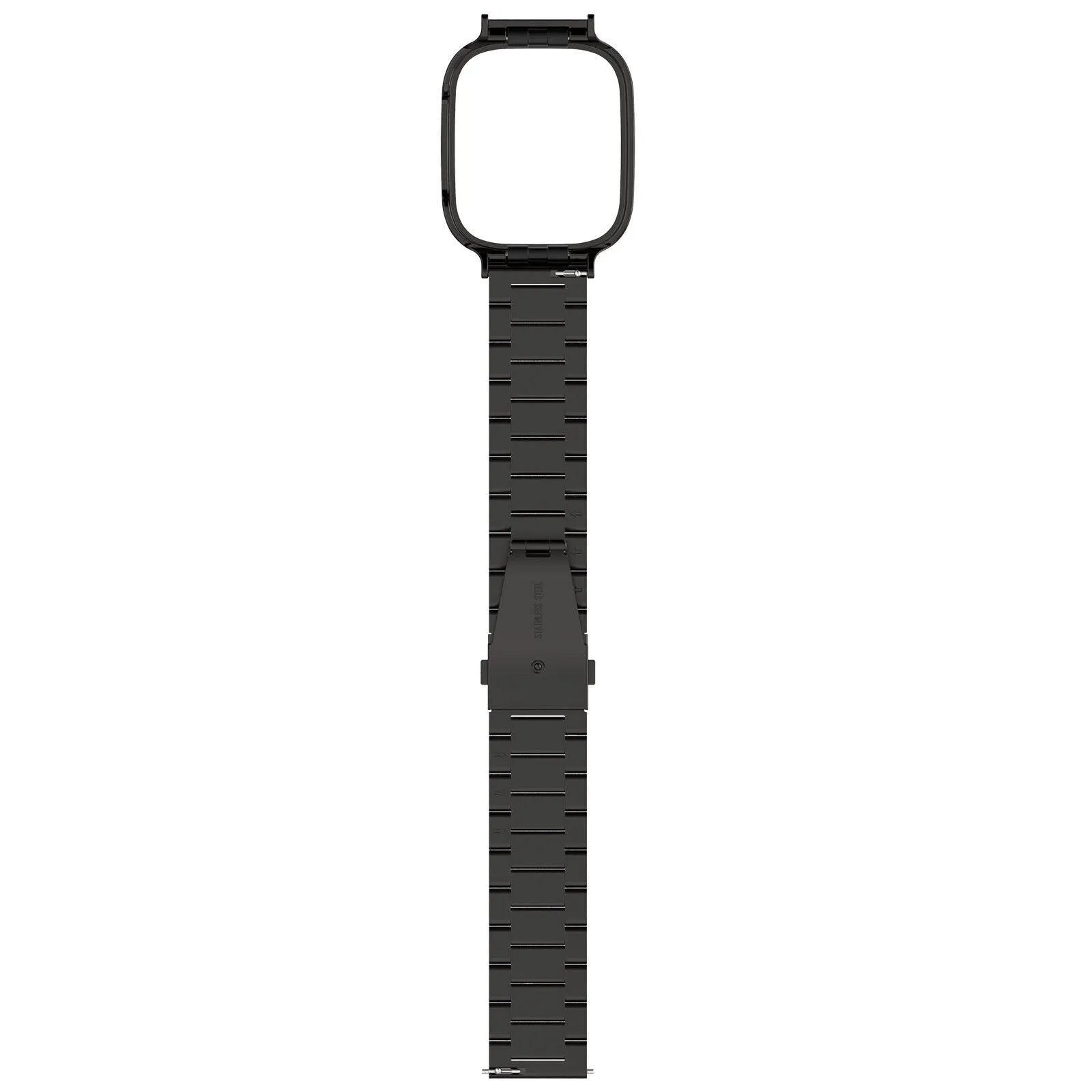Steel Strap, black, laid flat, separate parts, direct top view