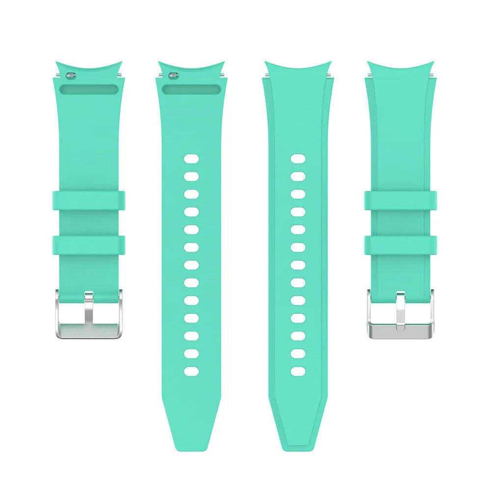 Silicone Strap 'Perfect Fit', aqua, laid flat, separate parts, direct top view