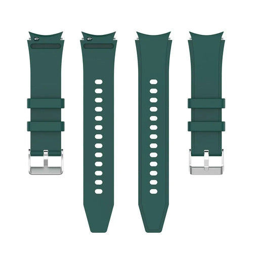 Silicone Strap 'Perfect Fit', dark green, laid flat, separate parts, direct top view