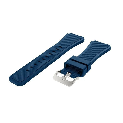 Twill Silicone Strap, dark blue, laid flat, separate parts, direct top view
