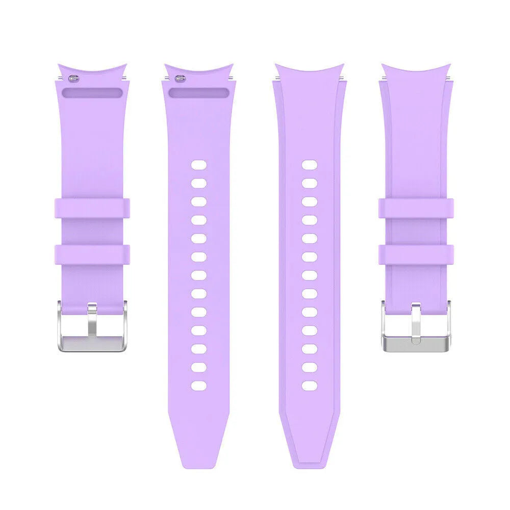 Silicone Strap 'Perfect Fit', lilac, laid flat, separate parts, direct top view