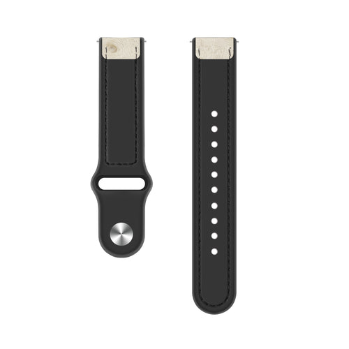 Leather Hybrid Strap, laid flat, separate parts, direct top view