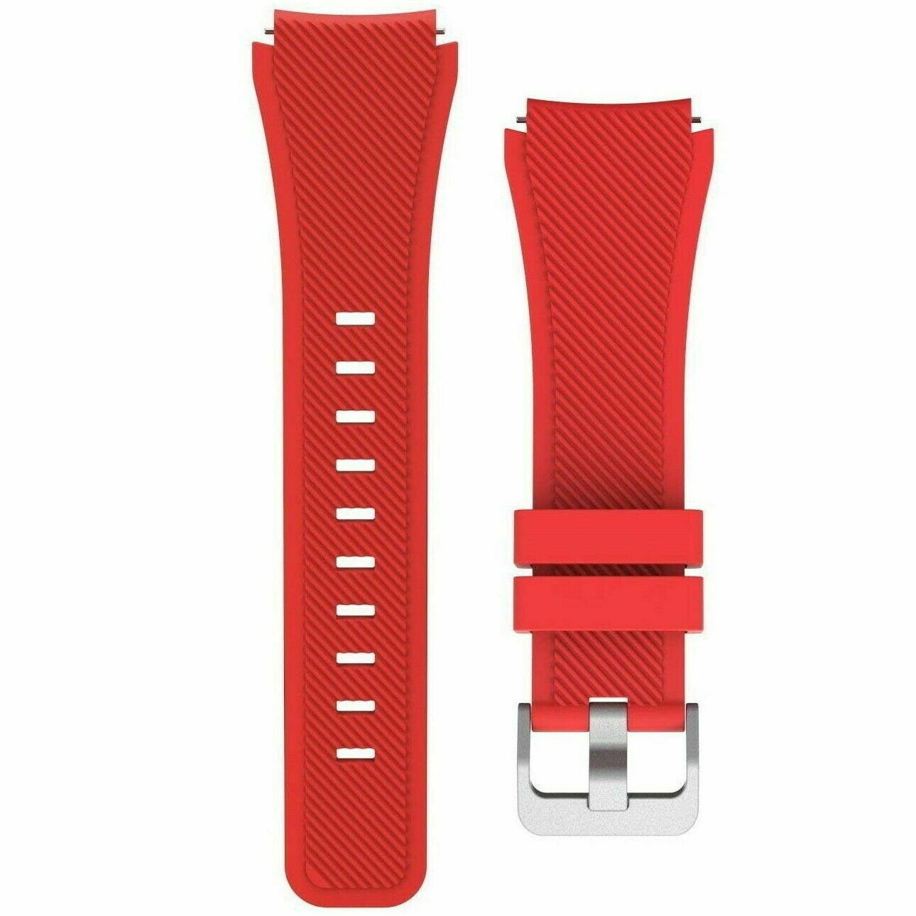 Twill Silicone Strap, red, laid flat, separate parts, direct top view
