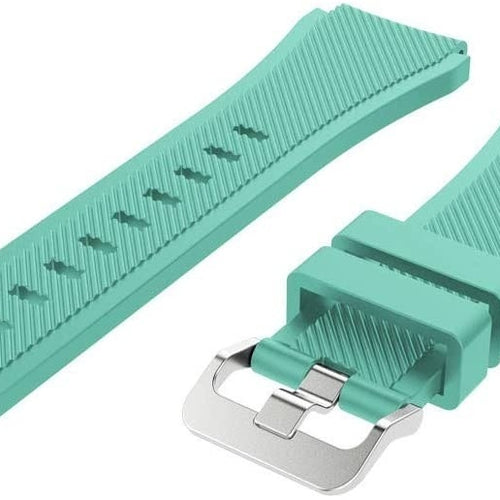 Twill Silicone Strap, aqua, laid flat, separate parts, direct top view