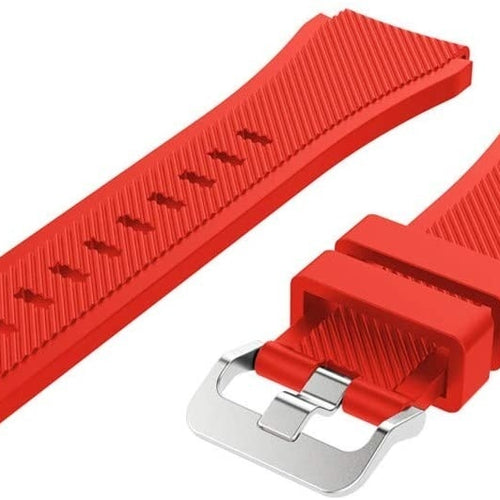 Twill Silicone Strap, red, laid flat, separate parts, direct top view