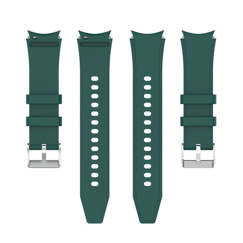 Silicone Strap 'Perfect Fit', dark green, laid flat, separate parts, direct top view