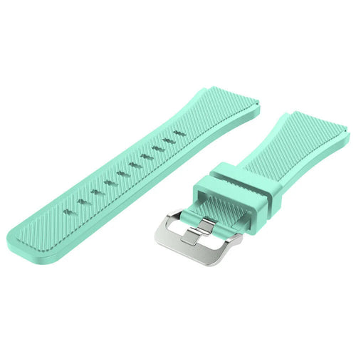 Twill Silicone Strap, aqua, laid flat, separate parts, direct top view
