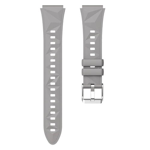 Premium Silicone Strap, grey, laid flat, separate parts, direct top view