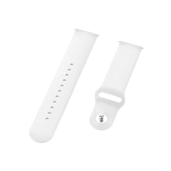 Silicone Sport Strap, white, laid flat, separate parts, direct top view