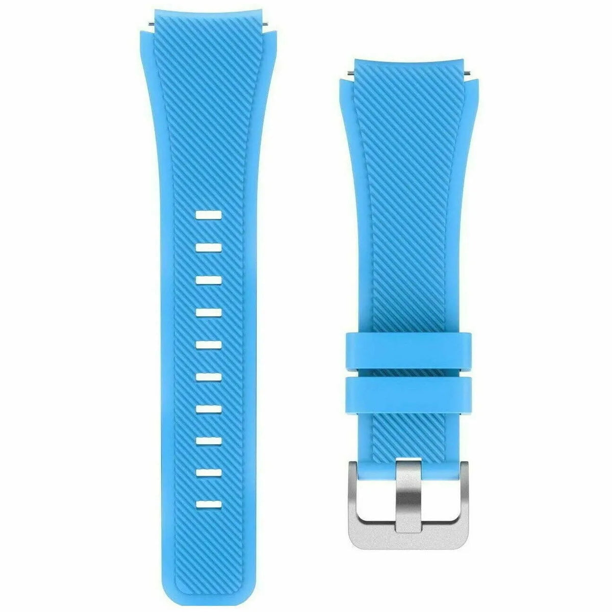 Twill Silicone Strap, light blue, laid flat, separate parts, direct top view