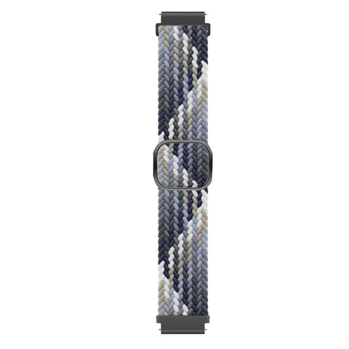 Nylon Adjustable Braided Strap, black/white, laid flat, joined, direct top view