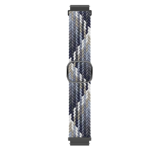 Nylon Adjustable Braided Strap, black/white, laid flat, joined, direct top view