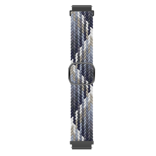 Nylon Adjustable Braided Strap, black/white, laid flat, joined, direct top view