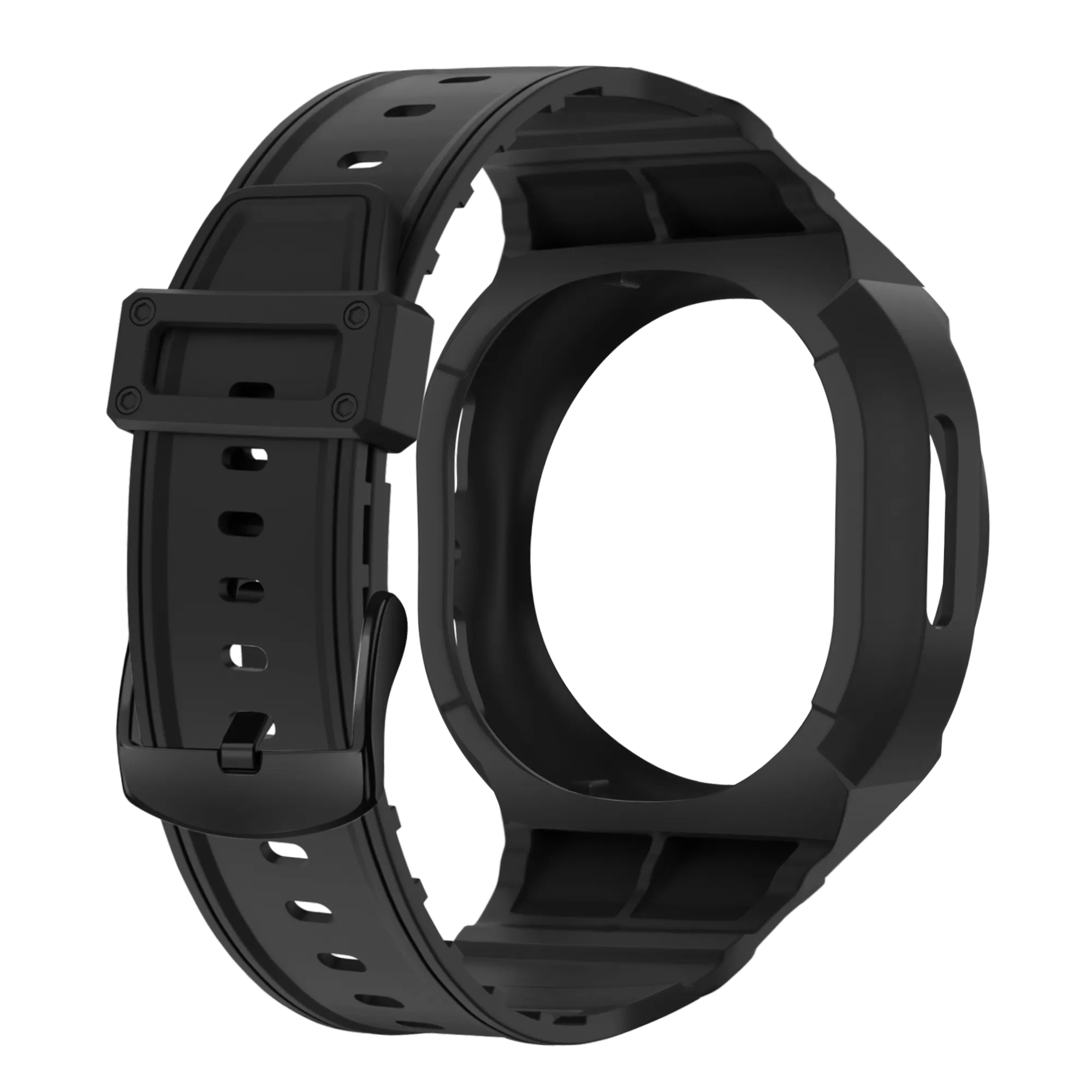 Samsung Galaxy Watch 8 - 44mm TPU Armband mit integrierter Hülle (Schwarz)