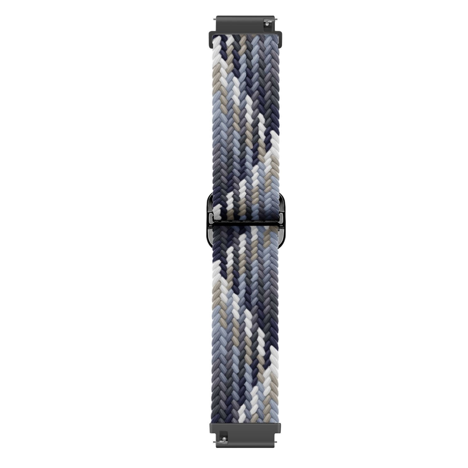 Nylon Adjustable Braided Strap, black/white, laid flat, joined, direct top view