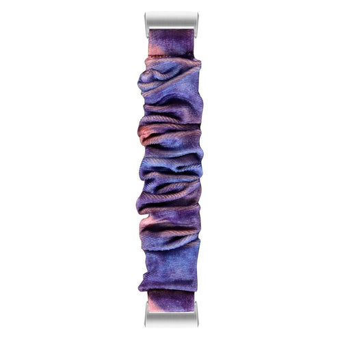 Nylon Scrunchie Strap, blue/pink, laid flat, joined, direct top view