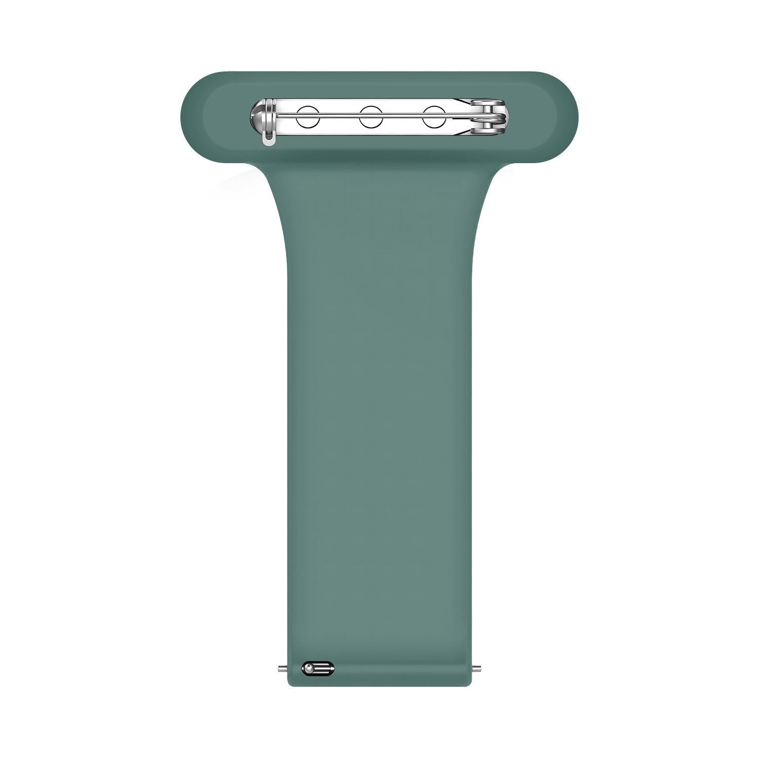Silicone Nurse Fob, green, laid flat, joined, direct top view