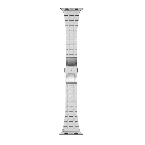 Stainless Steel Strap, silver, laid flat, joined, direct top view