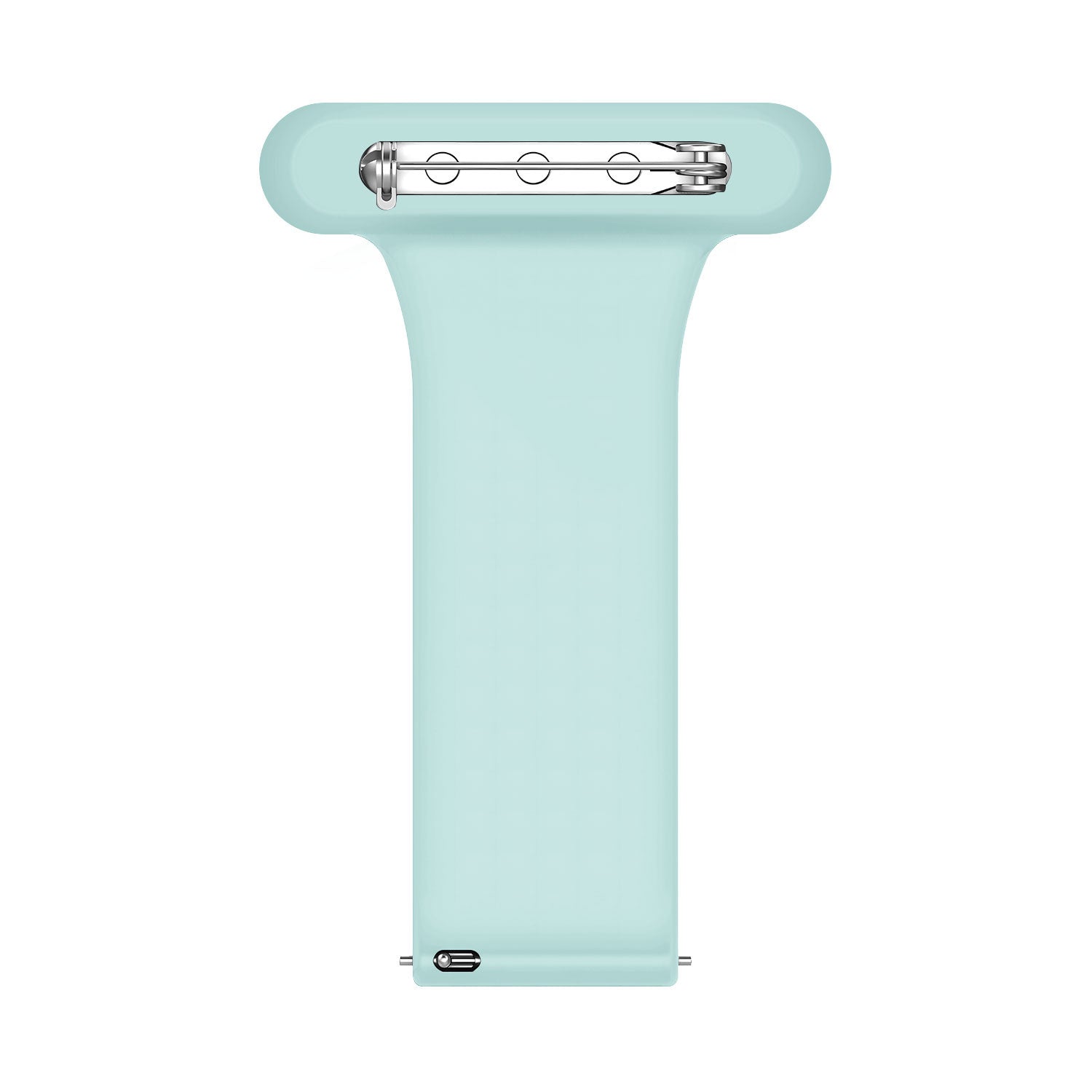 Silicone Nurse Fob, light green, laid flat, joined, direct top view