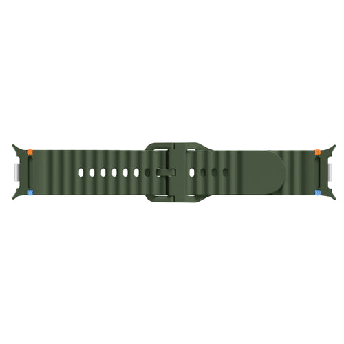 Wave Silicone Strap, army green, laid flat, joined, direct top view