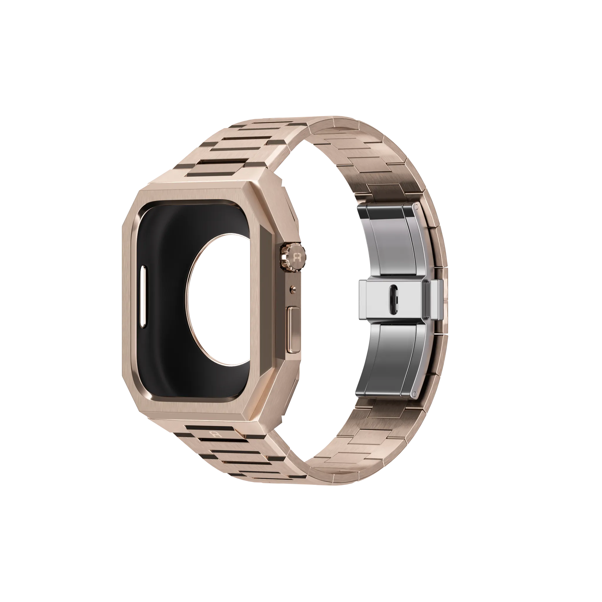 Reqior Apple Watch 45mm Case with Steel Strap 'Nautilus' (Rose Gold)