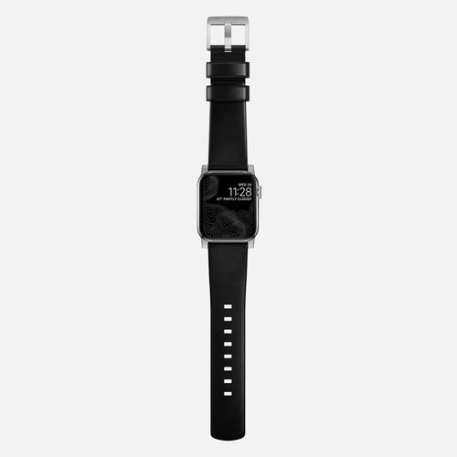 Nomad Modern Apple Watch Lederarmband (Schwarz/Silber)