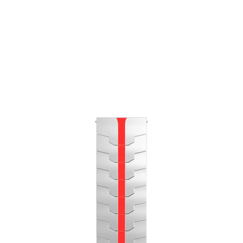 Steel Iron Strap, silver/red, laid flat, joined, direct top view