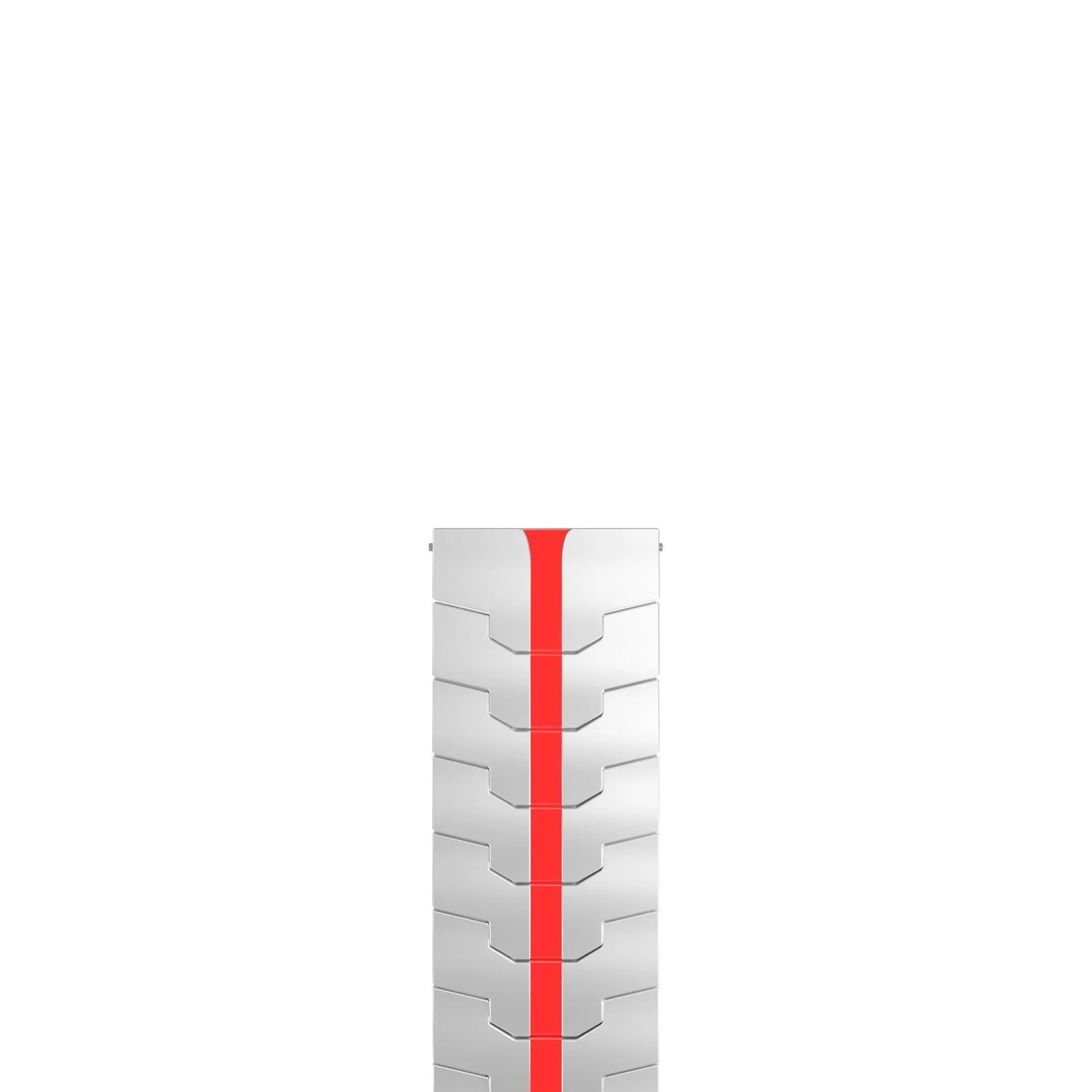 Steel Iron Strap, silver/red, laid flat, joined, direct top view