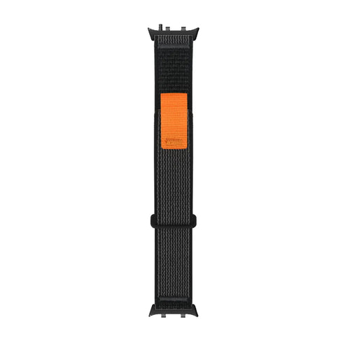 Nylon Strap, black, laid flat, joined, direct top view