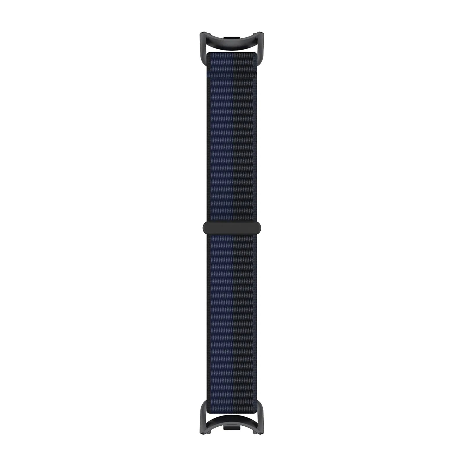 Modern Nylon Strap, dark blue, laid flat, joined, direct top view
