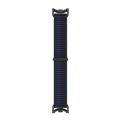 Modern Nylon Strap, dark blue, laid flat, joined, direct top view