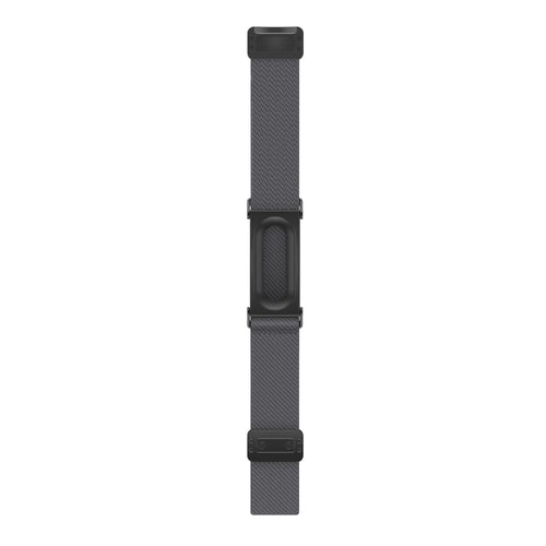 Nylon Strap with D-buckle, dark grey, laid flat, joined, direct top view