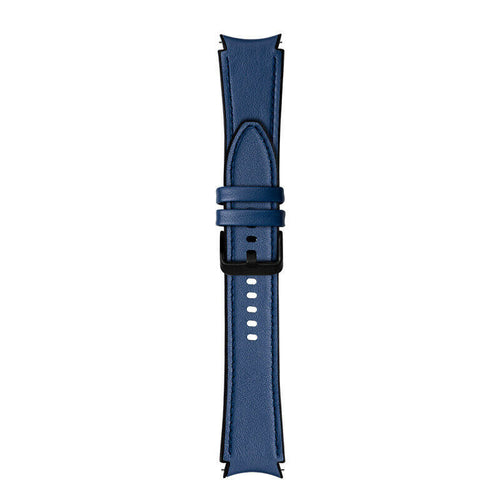 Leather Hybrid Strap, dark blue, laid flat, joined, direct top view