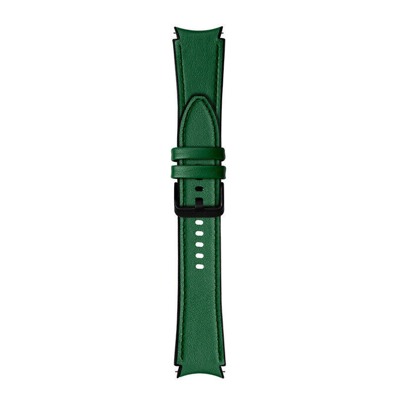 Leather Hybrid Strap, green, laid flat, joined, direct top view