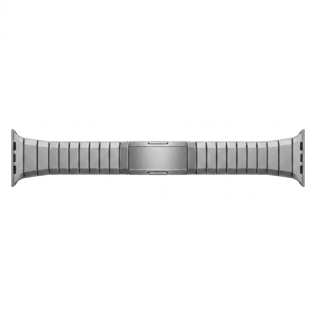 One Bead Titanium Strap, graphite, laid flat, joined, direct top view