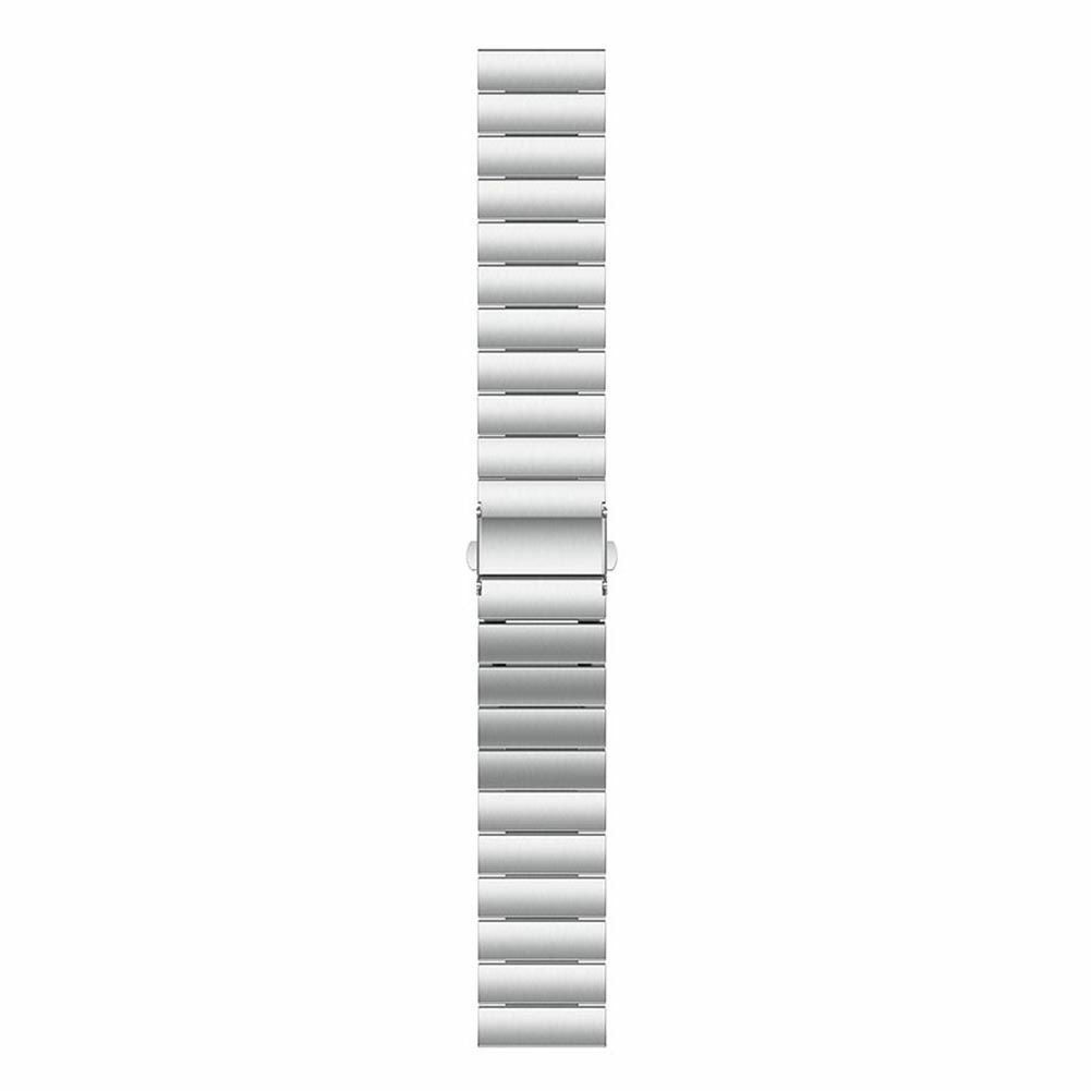 Premium Metal Strap, silver, laid flat, joined, direct top view