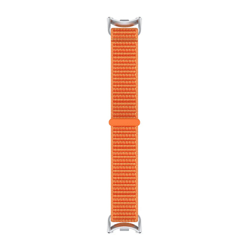 Modern Nylon Strap, orange, laid flat, joined, direct top view