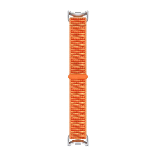 Modern Nylon Strap, orange, laid flat, joined, direct top view