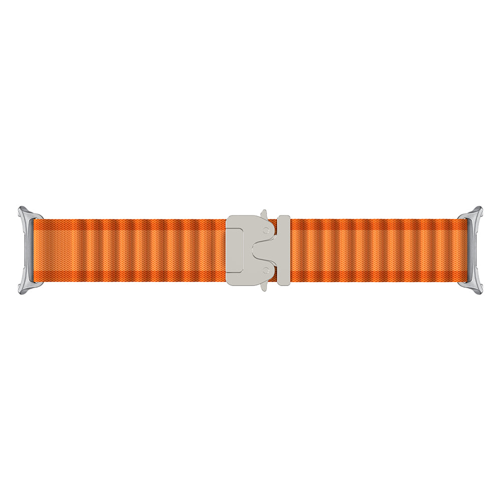 Samsung Galaxy Watch 9 - 44mm Outdoor Nylon Strap with P-Buckle (Orange/Silver)