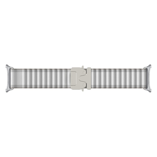 Samsung Galaxy Watch 9 - 44mm Outdoor Nylon Strap with P-Buckle (White with Silver)