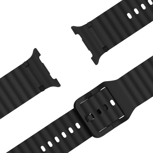 Samsung Galaxy Watch 8 - 44mm Wave Silikonarmband (Schwarz)