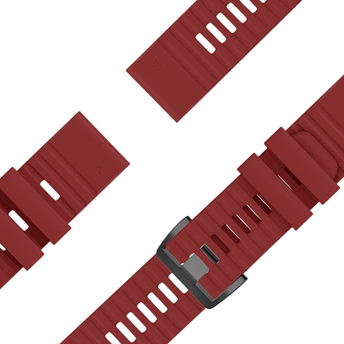Bandz Garmin Quatix 8 - 47mm Buckled Silicone Strap (Red)