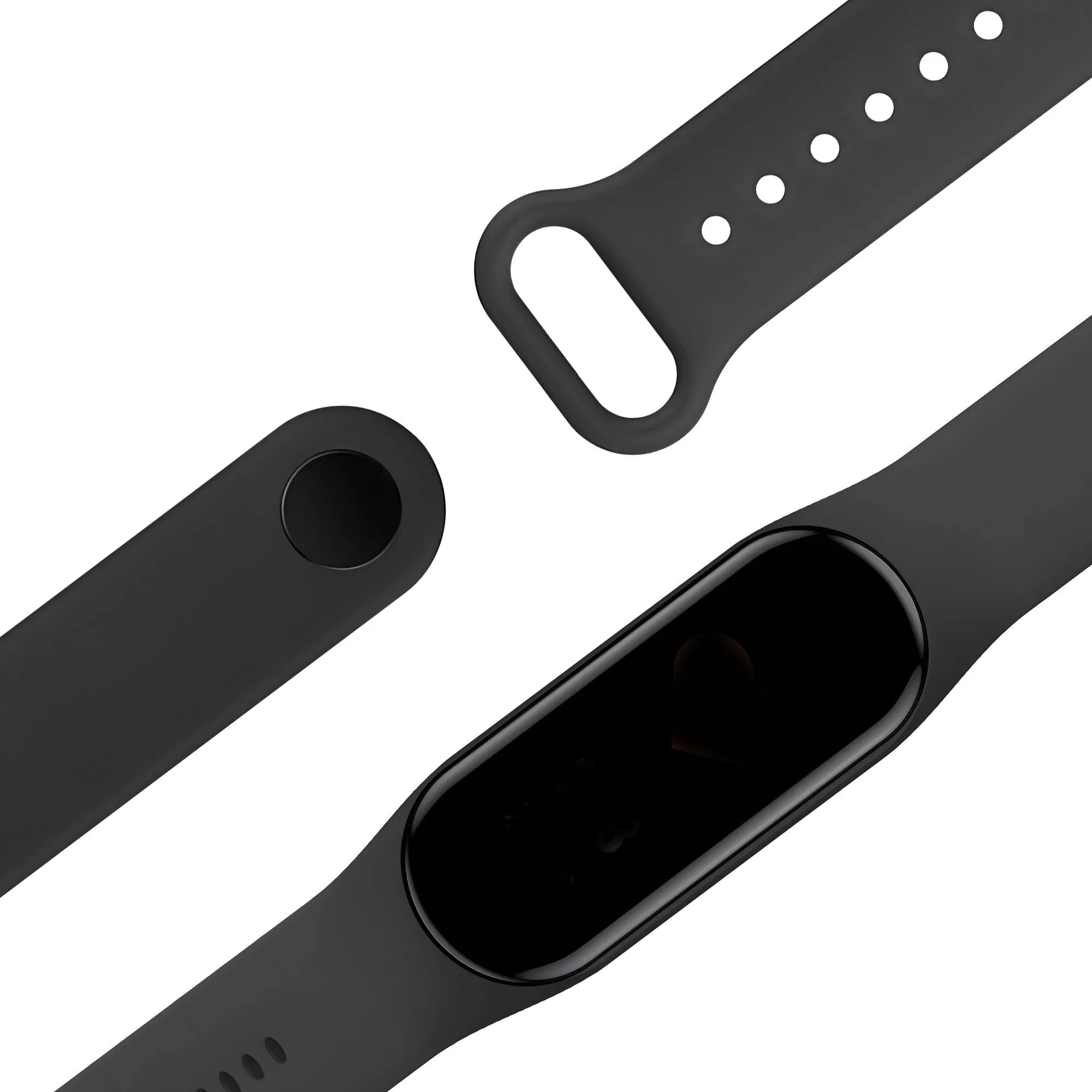 Silicone Strap 'Classic', laid flat, separate parts, top and underside view